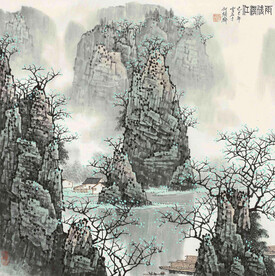 白雪石国画雨后漓江