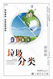 清爽简洁垃圾分类环保宣传海报