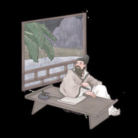 手绘文人墨客图片