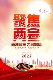 聚焦学习两会精神党建海报