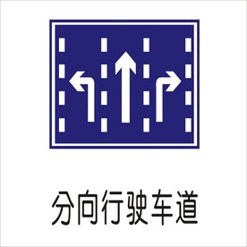 分向行驶车道标准交通标志矢量图