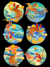 国潮凤凰海报设计图片