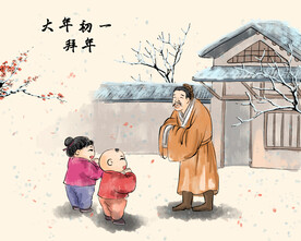 新春习俗插画图片