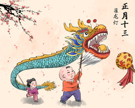   新春习俗插画图片