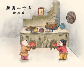   新春习俗插画图片