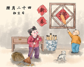  新春习俗插画图片