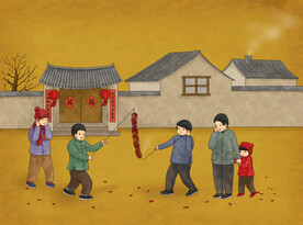 新春习俗插画图片
