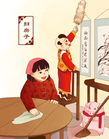 新春习俗插画图片