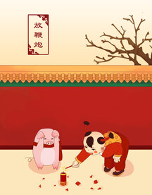 新春习俗插画图片