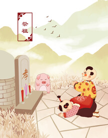 新春习俗插画图片