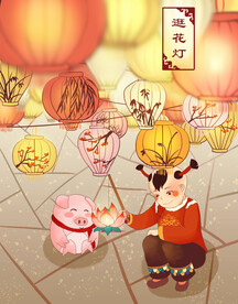 新春习俗插画图片