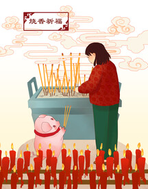  新春习俗插画图片