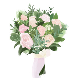 玫瑰花束手绘