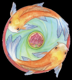  金鱼锦鲤手绘插画图片