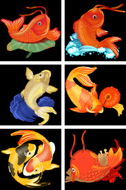 金鱼锦鲤手绘插画图片