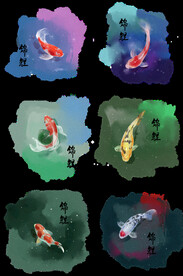 金鱼锦鲤手绘插画图片