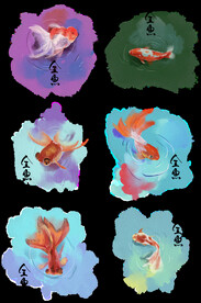  金鱼锦鲤手绘插画图片