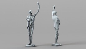 C4D模型手举心的骷髅雕塑