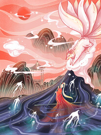 山海经神话故事国潮海报图片 