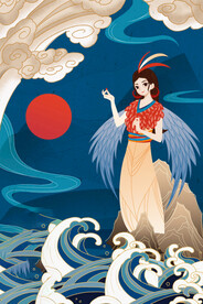 山海经神话故事国潮海报图片 