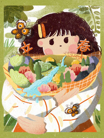  手绘创意春分插画图片