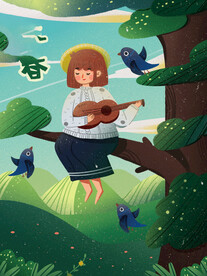 手绘创意立春插画图片