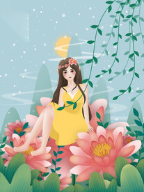 手绘创意立春插画图片