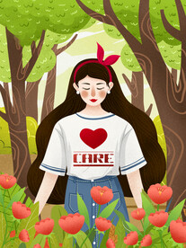 手绘创意立春插画图片