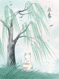 手绘创意立春插画图片