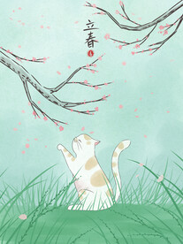 手绘创意立春插画图片