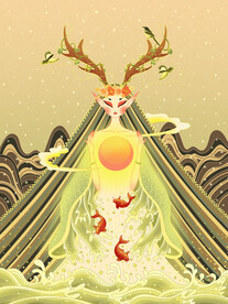 手绘创意立春插画图片