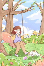 手绘创意立春插画图片