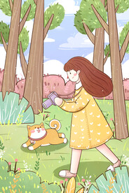 手绘创意立春插画图片