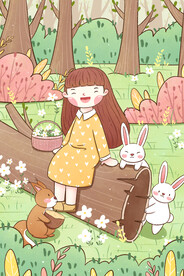 手绘创意立春插画图片