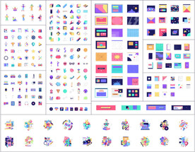 卡通图标披萨骨头骷髅头数学几何