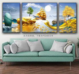 三联画沙发挂画