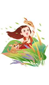 春游踏青春季旅游女孩小狗场景