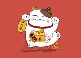国潮插画卡通招财猫