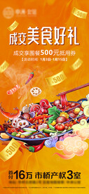 美食节地产成交礼橙色优惠券