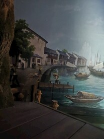 运河码头背景油画