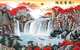 鸿运当头山水国画