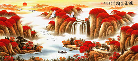 鸿运当头山水国画