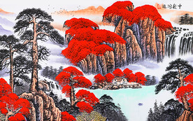 鸿运当头山水国画