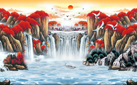 鸿运当头山水国画