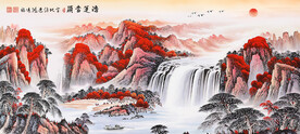 鸿运当头山水国画