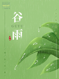 谷雨 插秧 播种 海报插画  