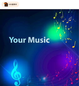 潮流五线谱与音符矢量素材