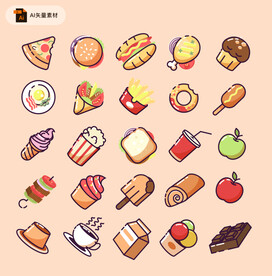 性线快餐美食图标