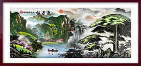 国画山水迎客松