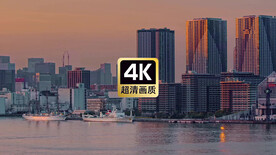 傍晚港口城市景色